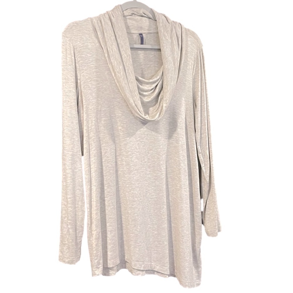 NYDJ Cozy Constance Cowl Neck Asymmetric Top Size S Small Neutral beige